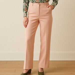 Vintage Peach High-Waisted Polyester Trousers | Size 14/15 | Made‎ in USA